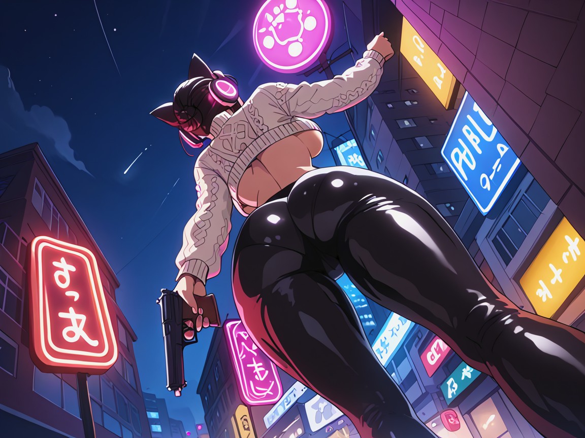 Rear View, Falling, At Night Hentai AI Porn