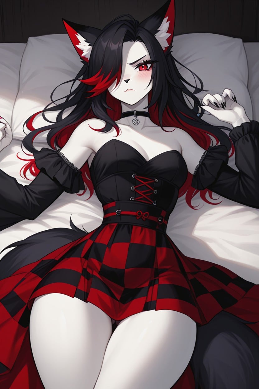 Leaning Back, Black Hair, Large Eyes Furry AI Porn