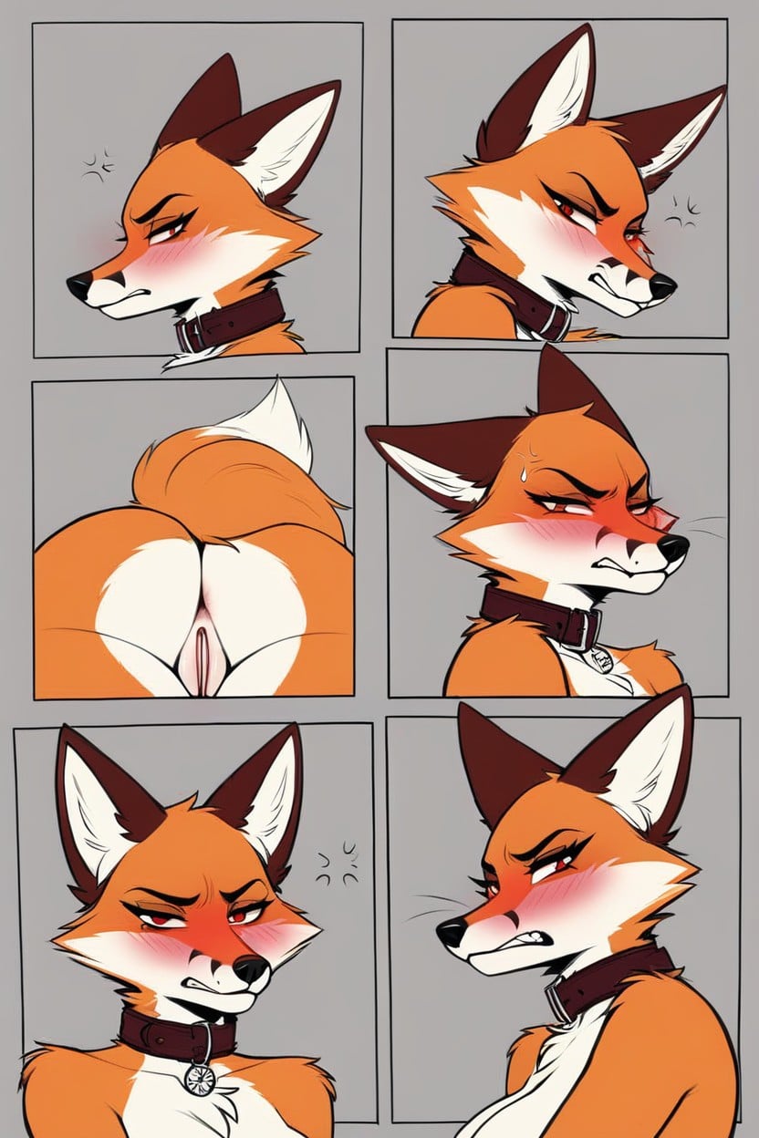 Zoomed In, Blushing, Red Eyes Furry AI Porn