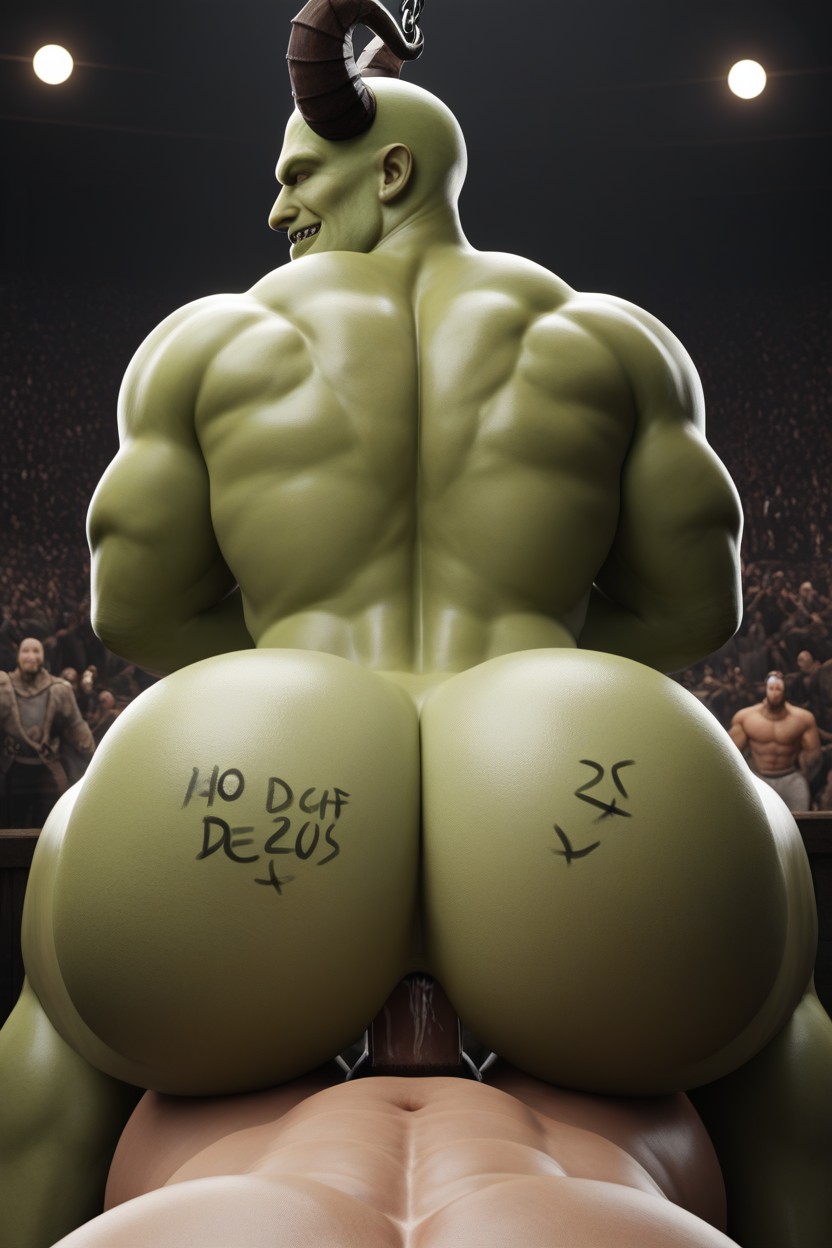 Large Muscular Ass, Masculine Bottom, His Grimy Gulpers AI Gay Porn