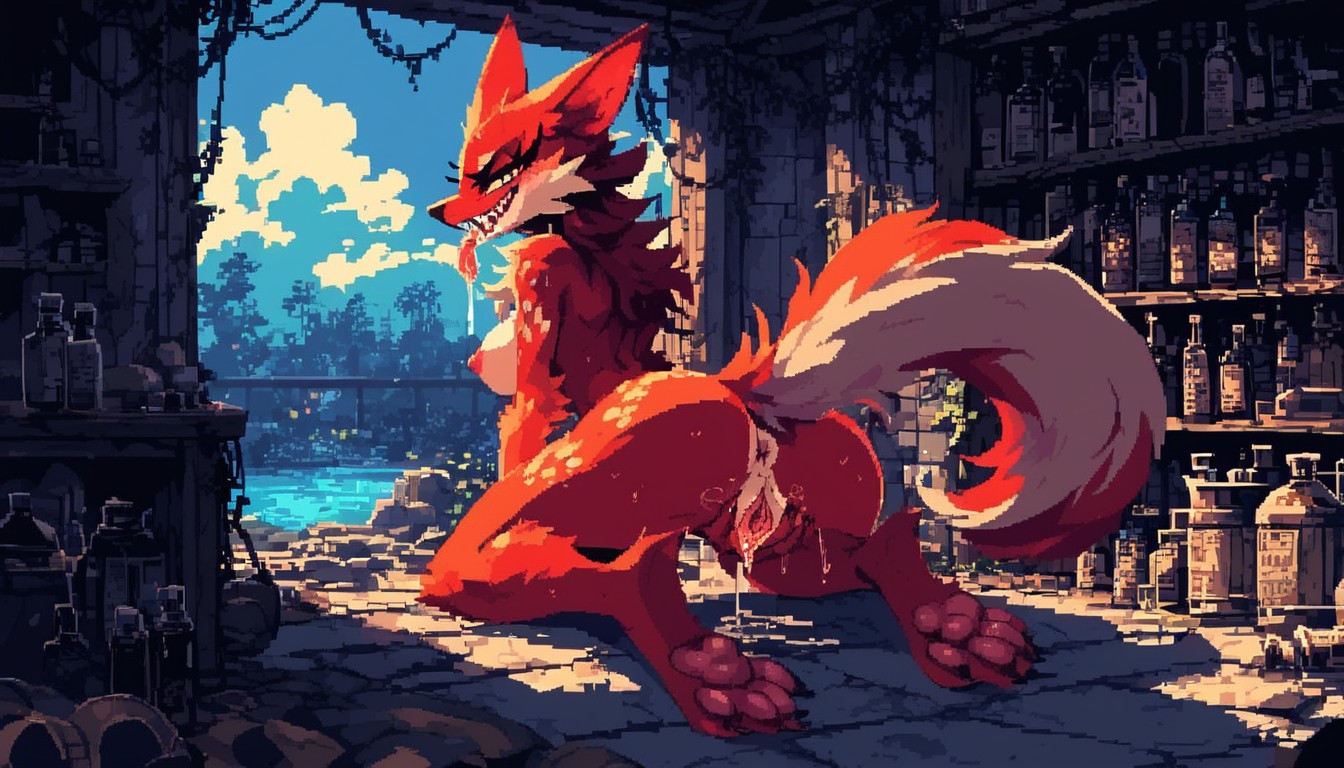 Uncensored, Bumps Inside Pussy, Bottle Of Lube Furry AI Porn