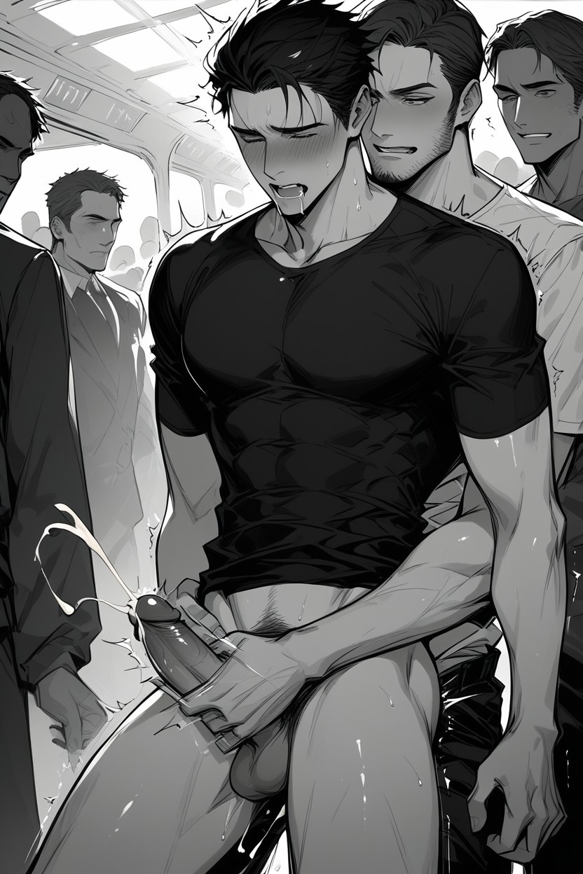 Mind Breaking Orgasm, Masturbation By Crowd From Behind, Precum AI Gay Porn