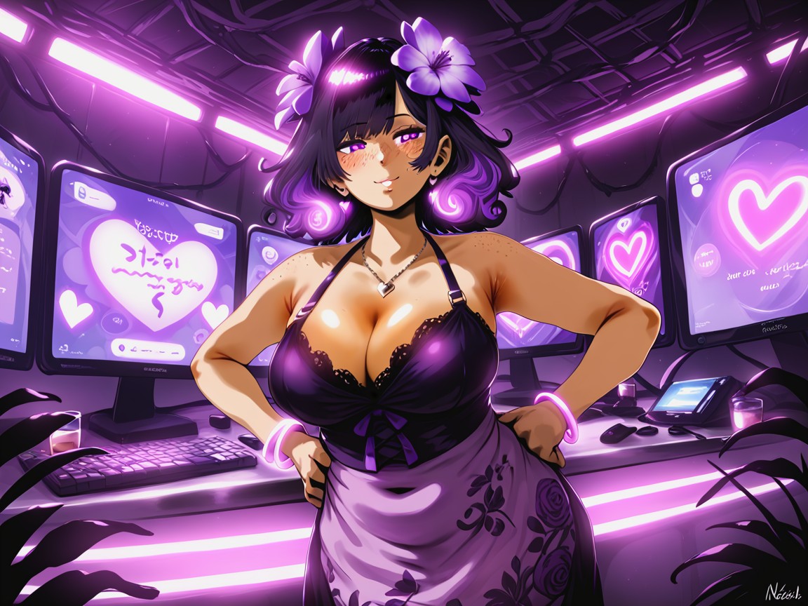 Rounded Shoulders, Bokeh, Indoors Latina AI Porn