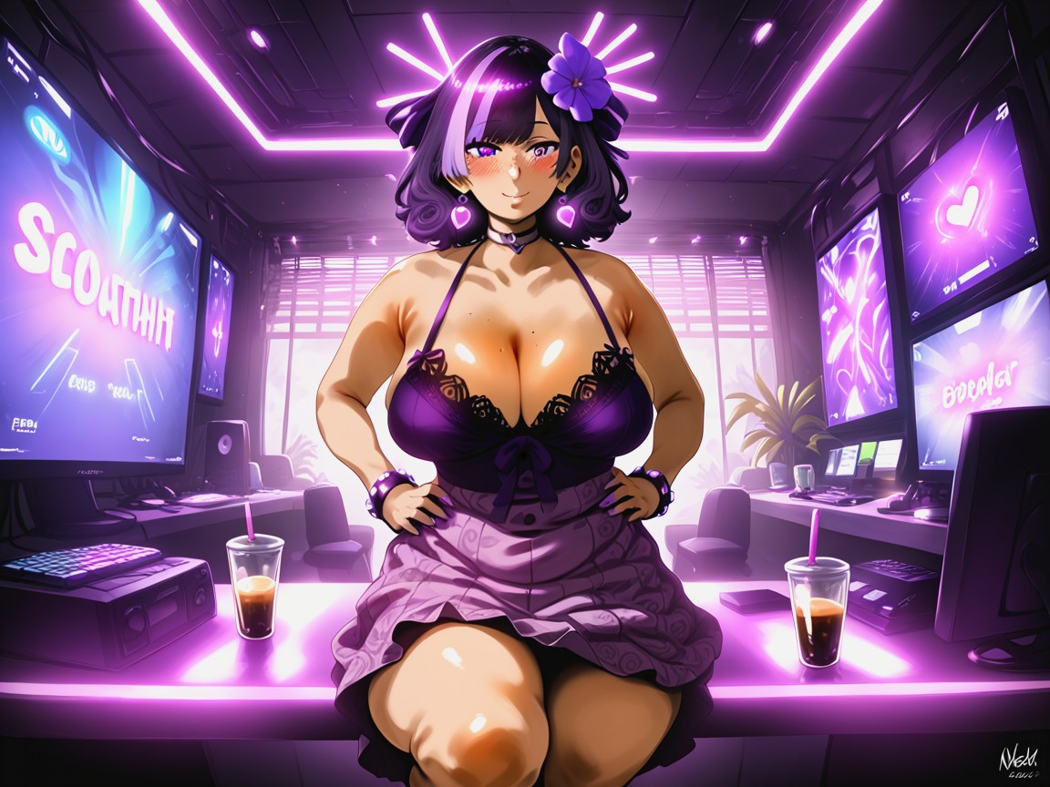 Nsfw, Bedroom Location, Purple Led Lights Porno IA Latina