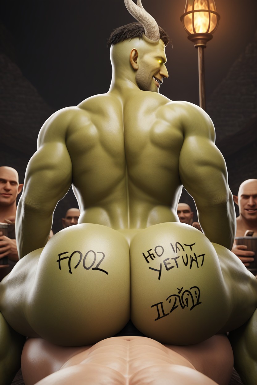 Large Muscular Ass, Glowing Eyes, Demon Bottom AI Gay Porn
