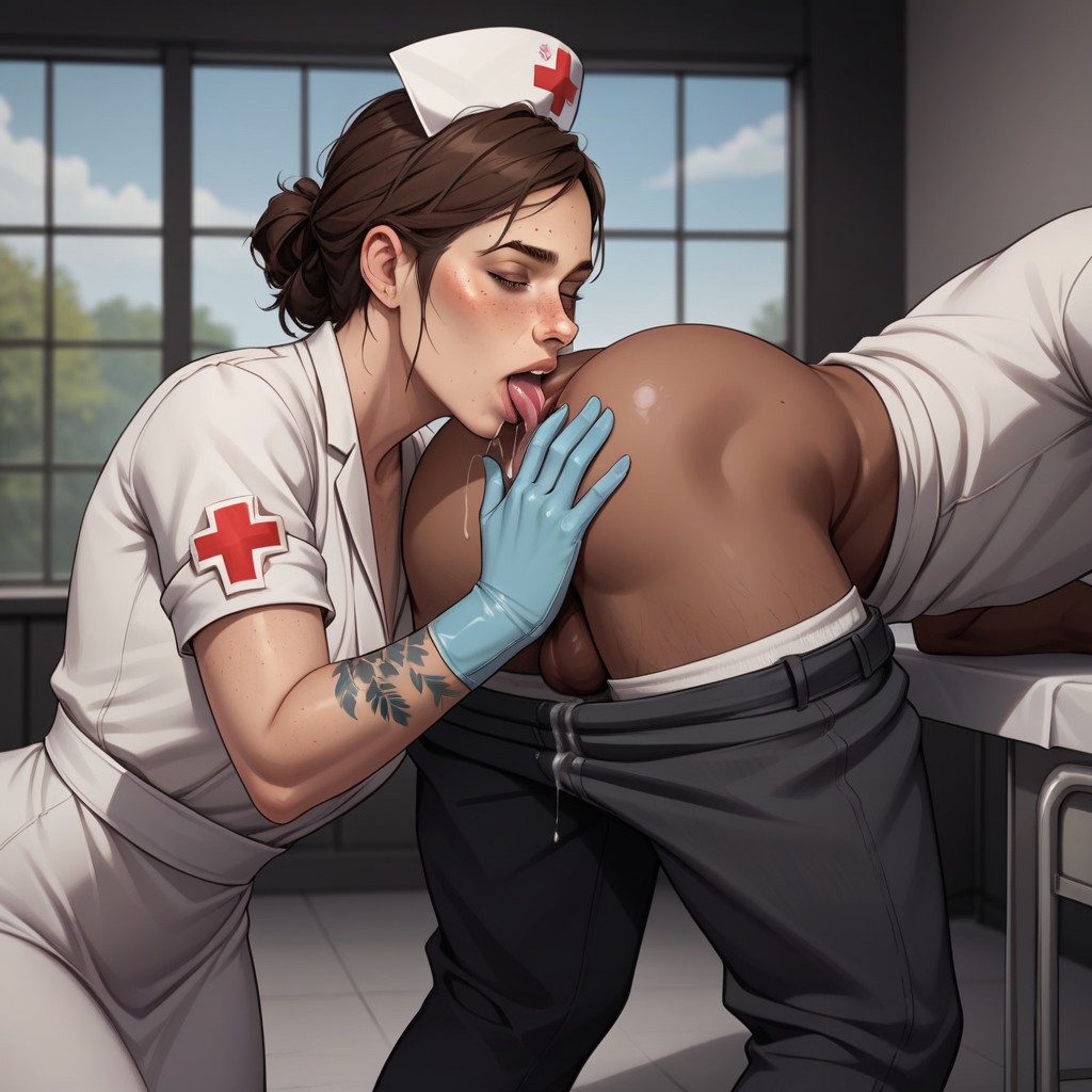 Close Up, Nurse, Faceless African Man Hentai AI Porn