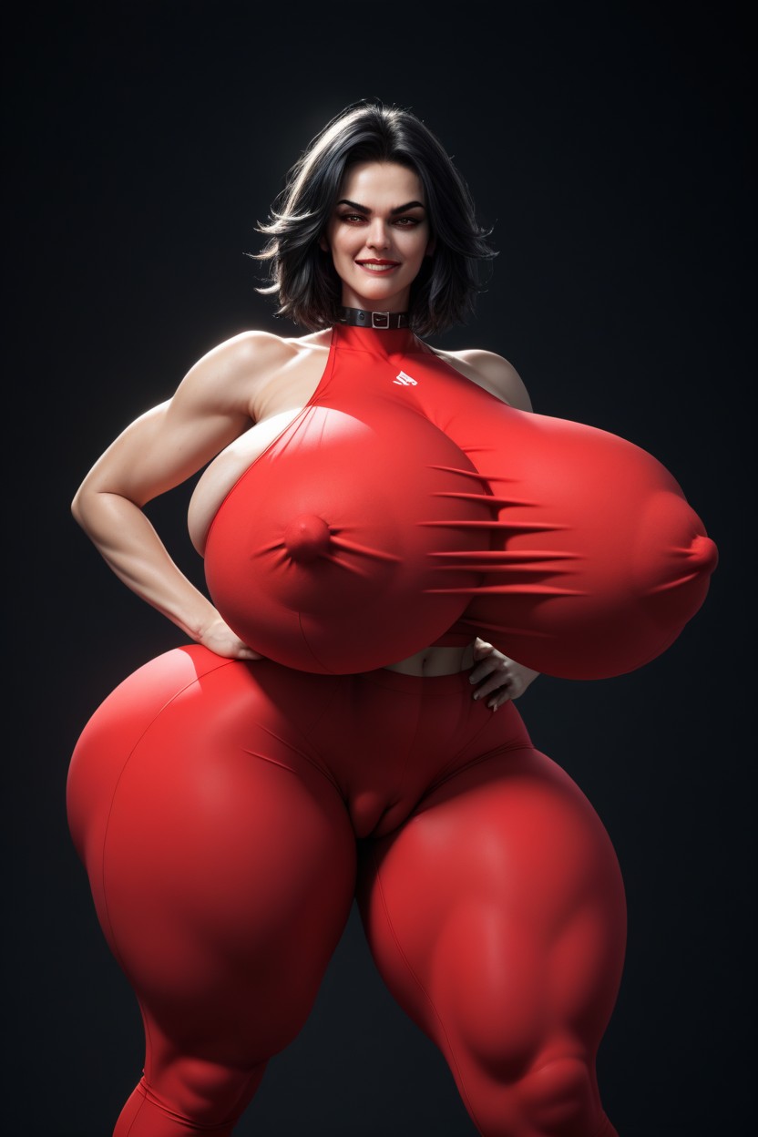Hands On Hips, Hair Parted In Middle, Black Hair AI Porn