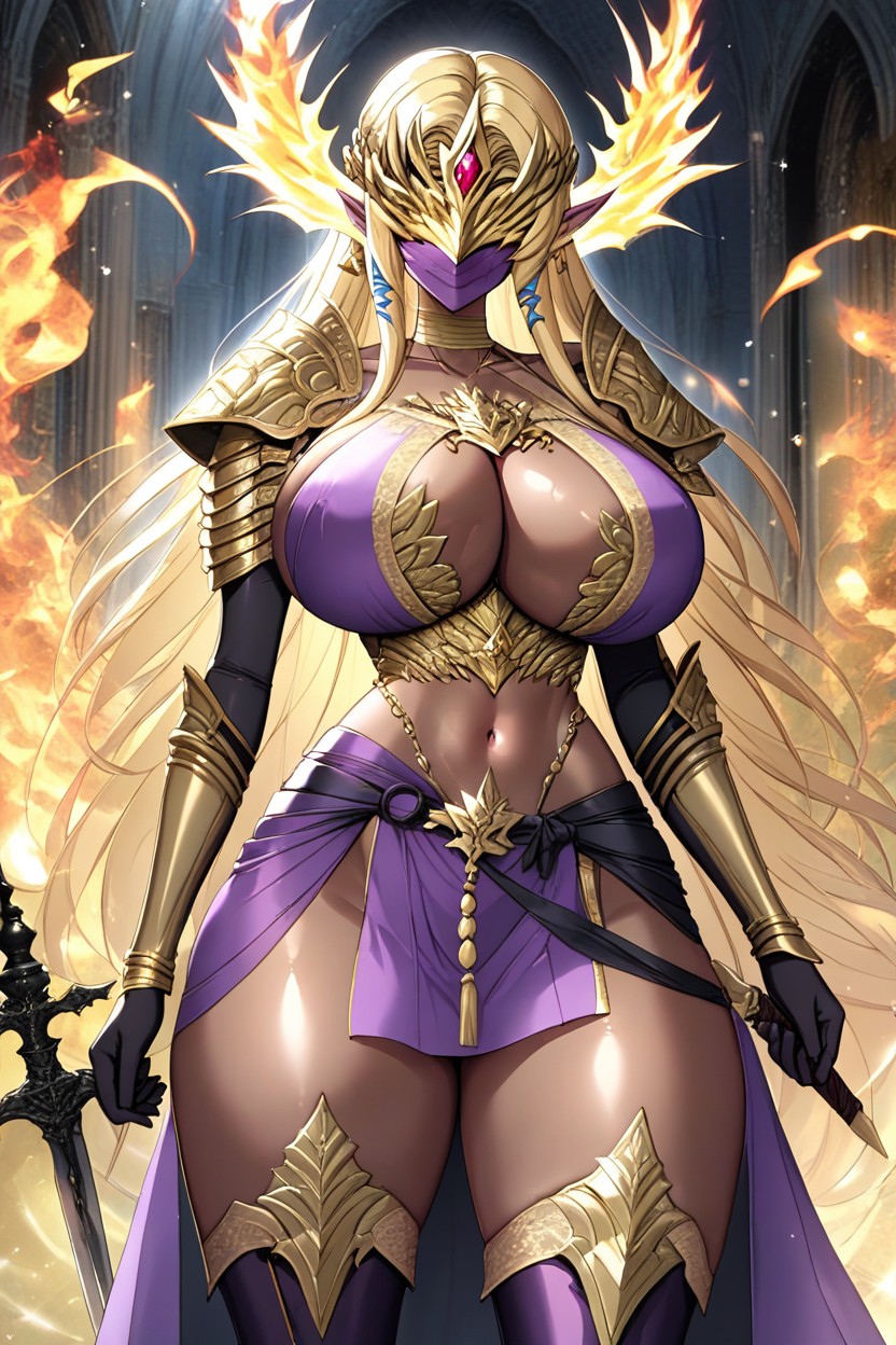 Huge Horns, Gold Shoulder Armor, 18+ Hentai AI Porn