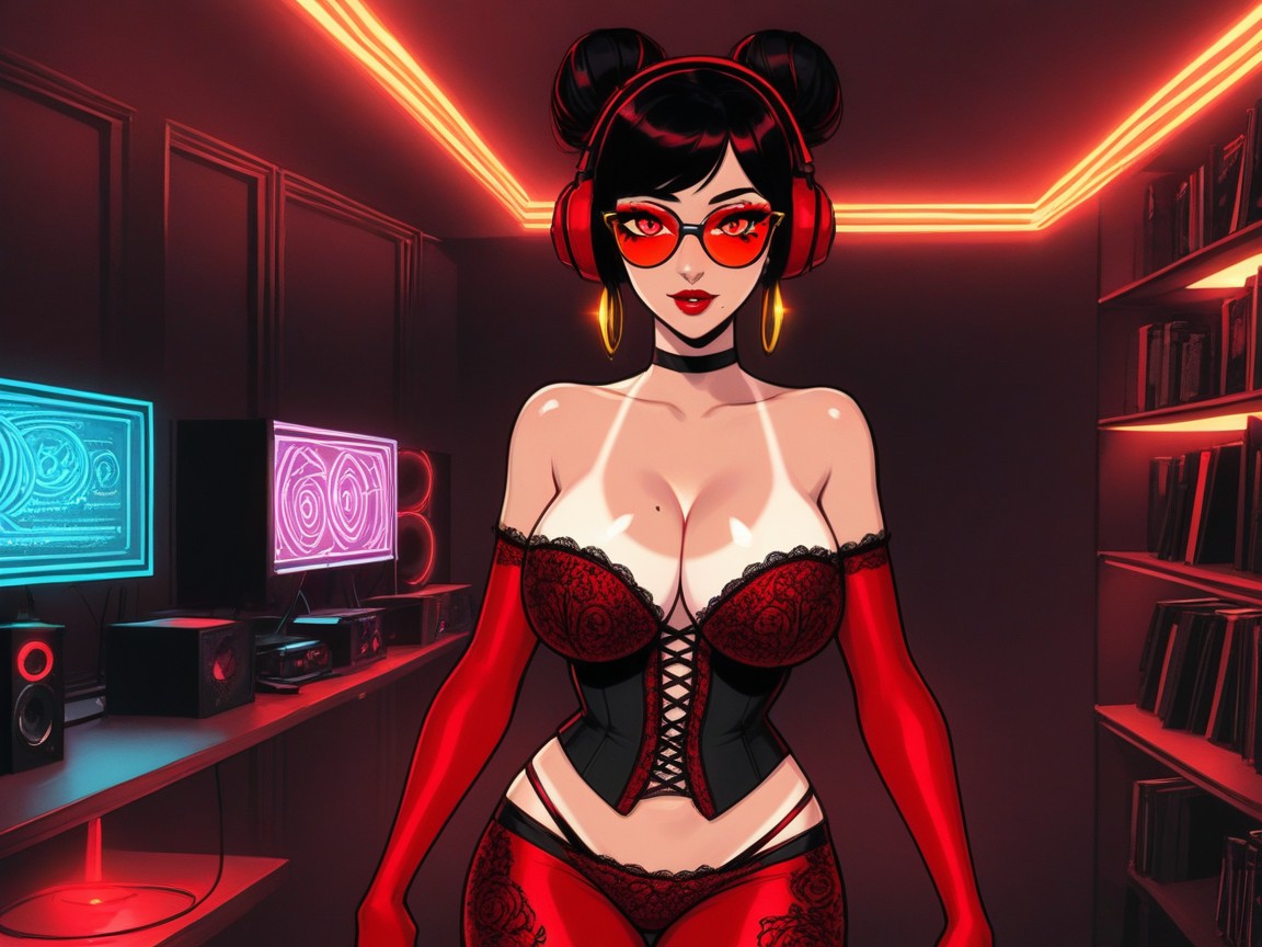 Red Sunglasses, 18+, Gold Cuff Earrings Porno latina IA