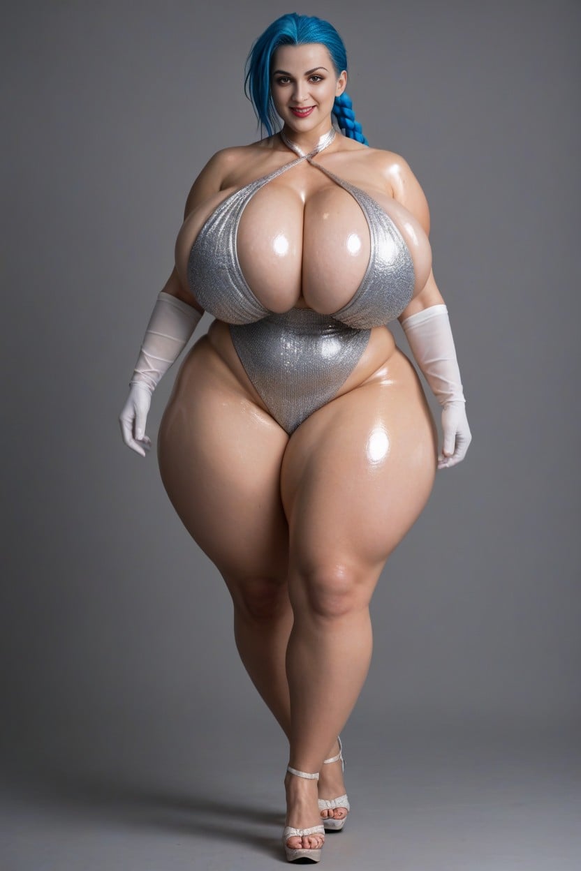 Sexy Sequin Halter, Biggest V Shaped Sequin Halter, Thick Supermodel Body Type AI Porn