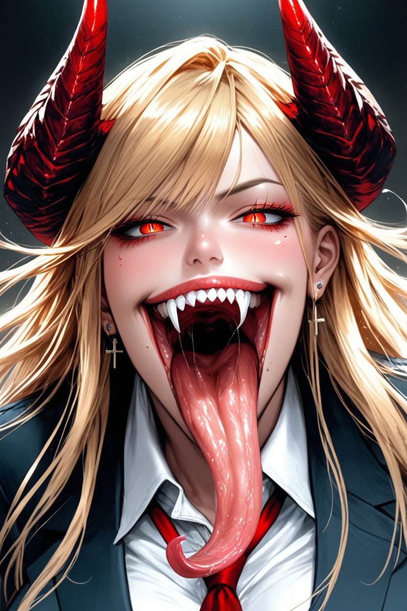 Sharp Teeth, Succubus, Mouth Agape AI Porn