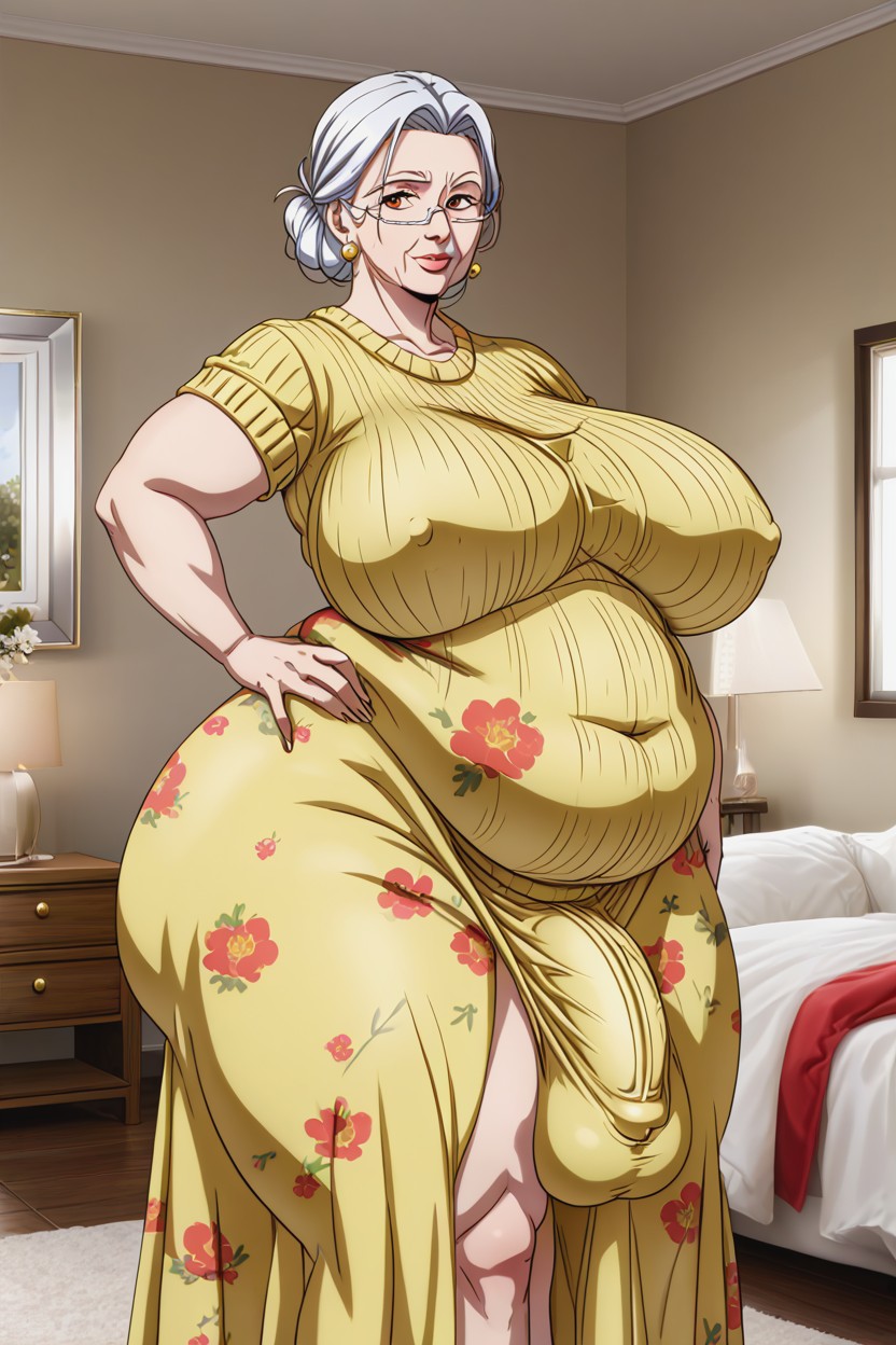 White Hair, Impossibly Size Ass, Fupa AI Porn