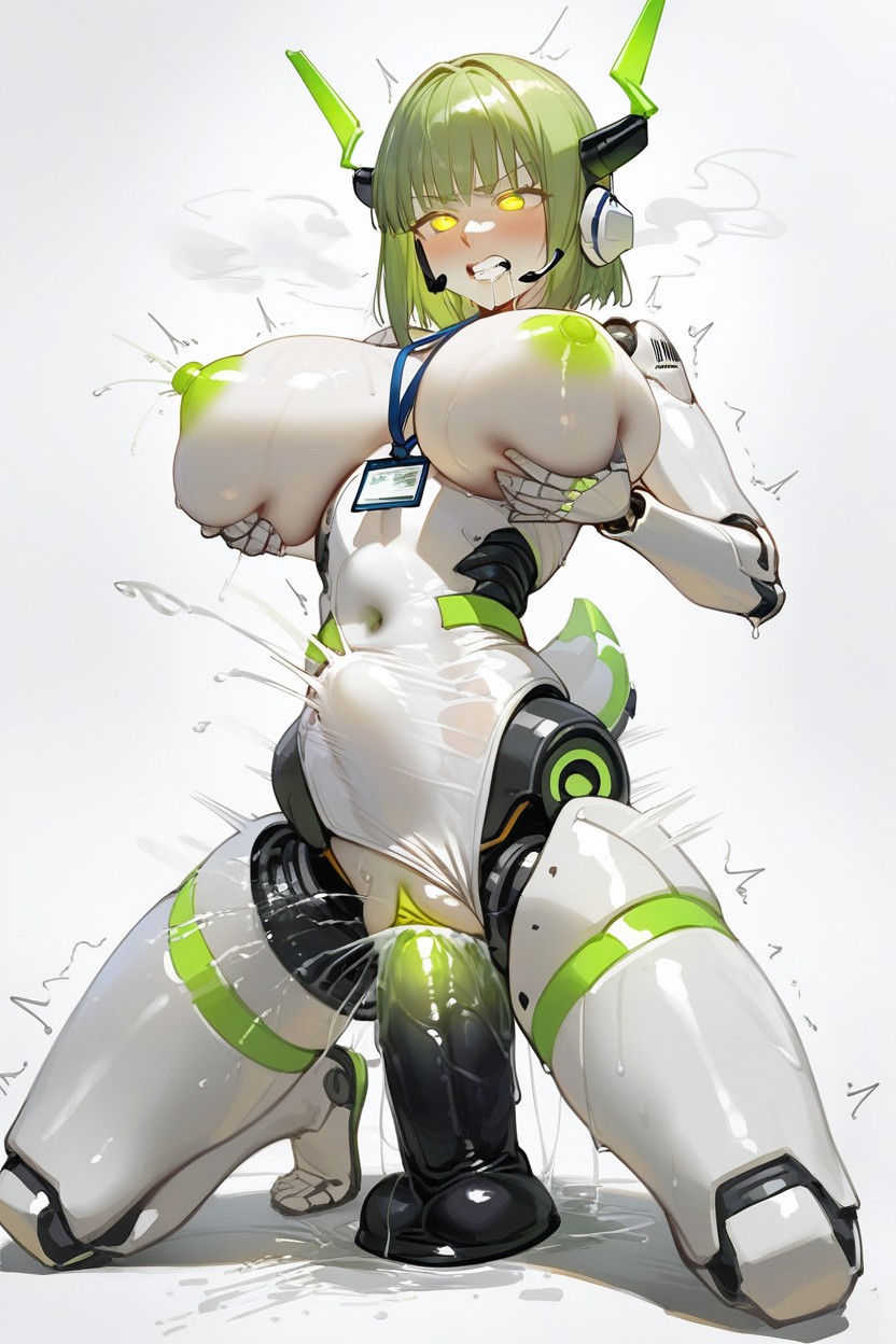 Lots Of Green Electric Discharges, Pale Skin, Deer Horns Hentai AI Porn