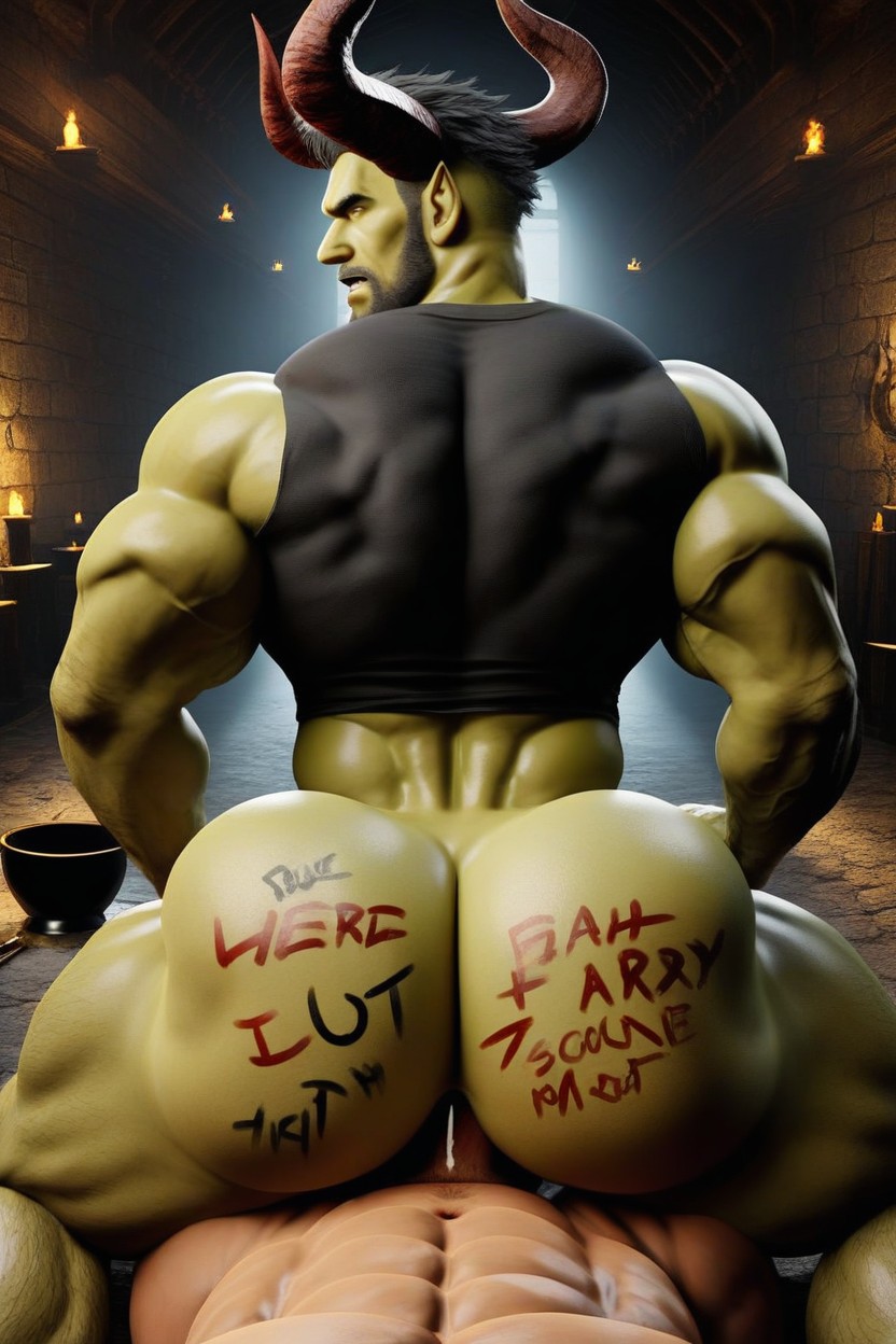 Demon Bottom, Bottoms Hole Is Like Hell, Souls Are Damned To Boil In Excrement In Bottoms Colon Cauldron Inside Hole AI Gay Porn