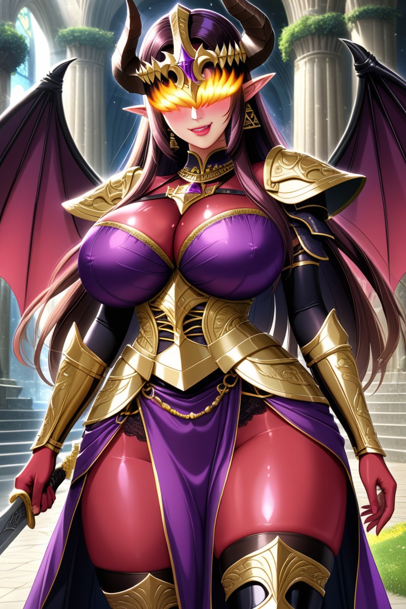 Castle Garden, Dark Blue Silk Arm Gloves, Gold Metal Cuirass Porno IA Hentai