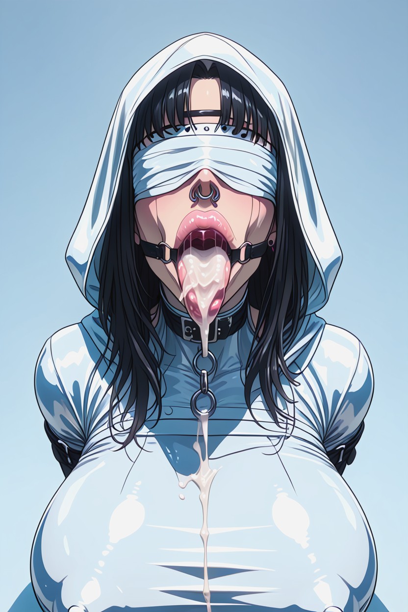 Hyper Massive Tits, Face Hidden Exposed Mouth, Blowjob Face Hentai AI Porn