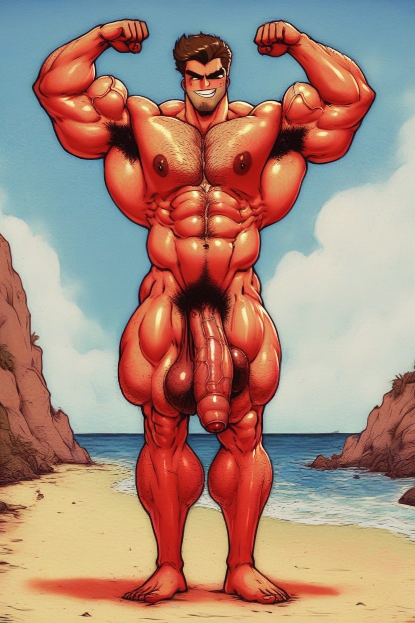 Veiny Muscles, Erect, Show Abs AI Gay Porn