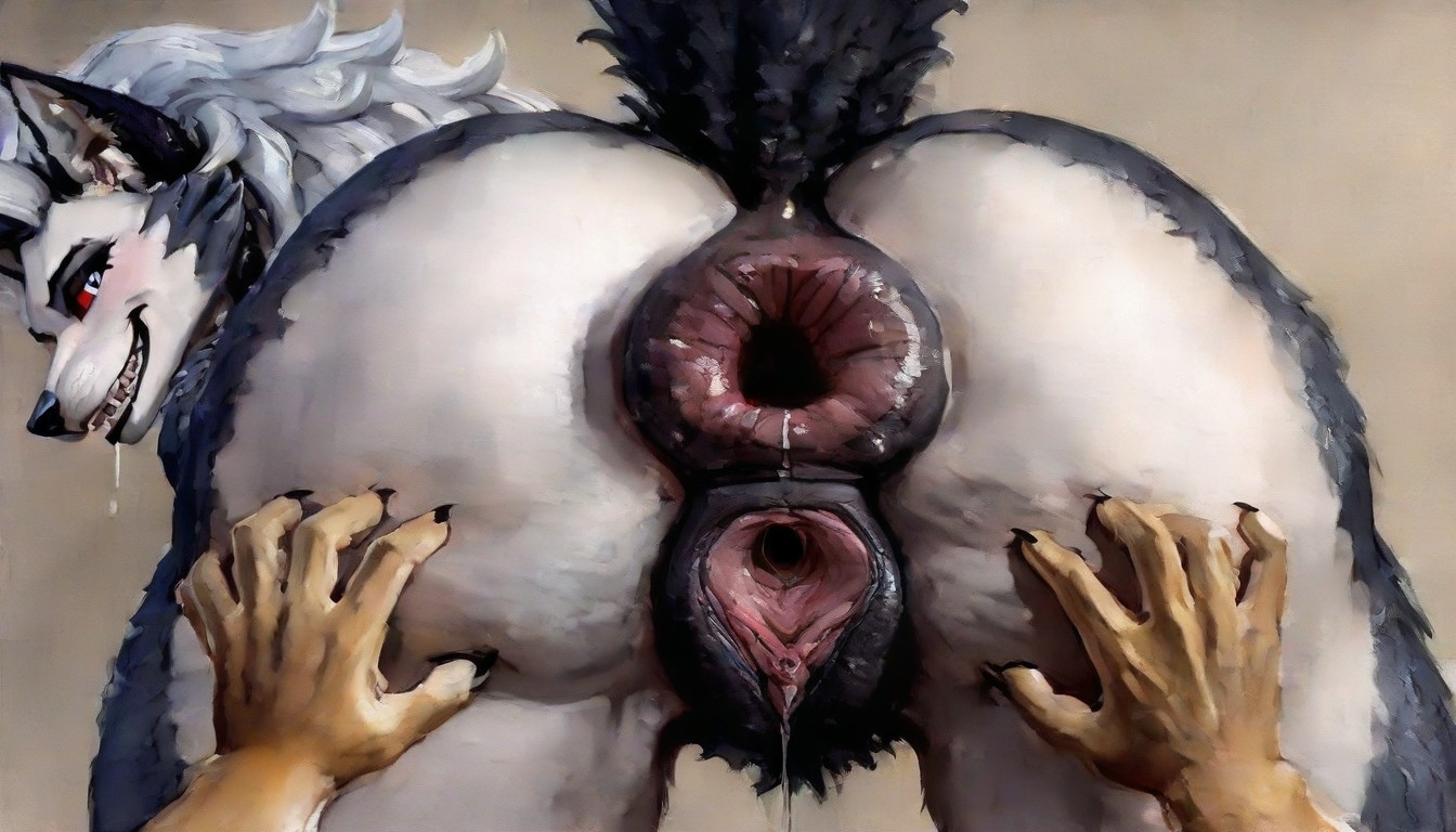 Jagged Labia, Side View, Detailed Pussy Furry AI Porn