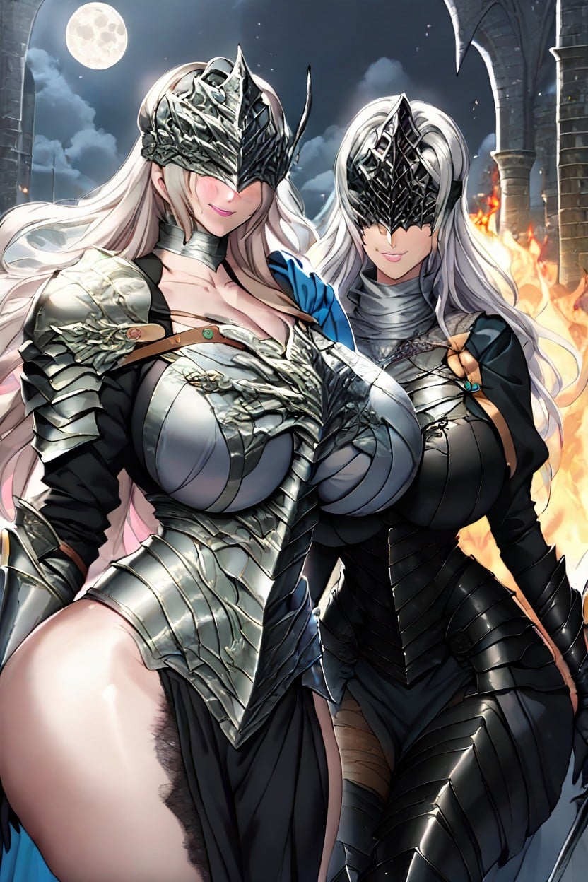 Female Corrin From Fire Emblem, Silver Metal Cuirass Armor Over Chest, Silver Horns Hentai AI Porn