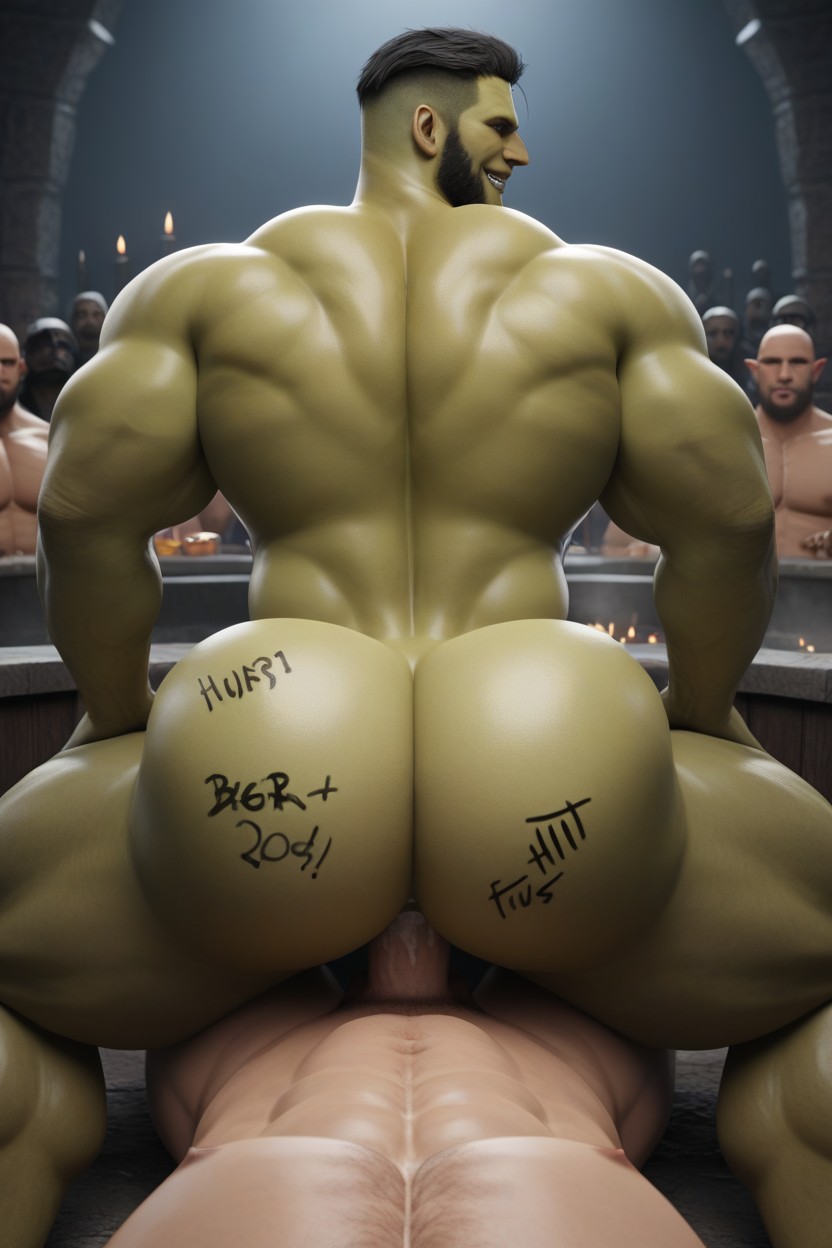 Muscular, Body Writing, Demon Bottom AI Gay Porn