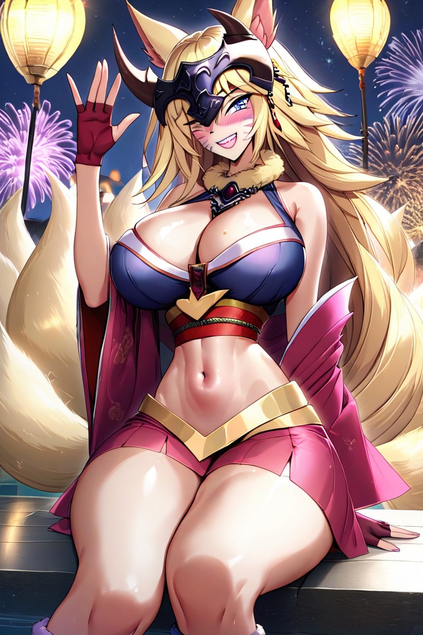 Festival, Short Skirt, Waving With One Hand Hentai AI Porn