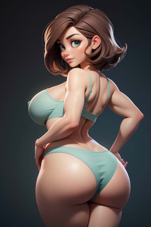 Standing With Back Fully Facing Viewer, Tall, Sexy Smirk Hentai AI Porn