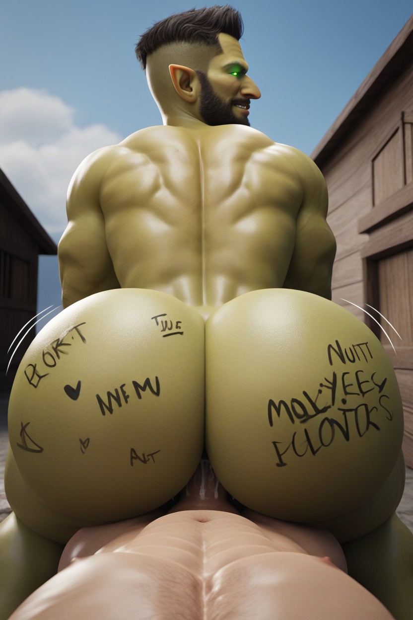 Extremely Large Ass, Body Writing, His Colon Cauldron Always Kills If Top Survives The Other Parts AI Gay Porn