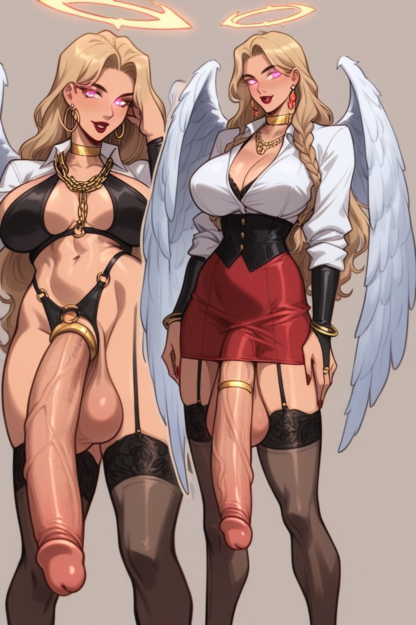 Futanari, Red Lipstick, Ring Shemale AI Porn