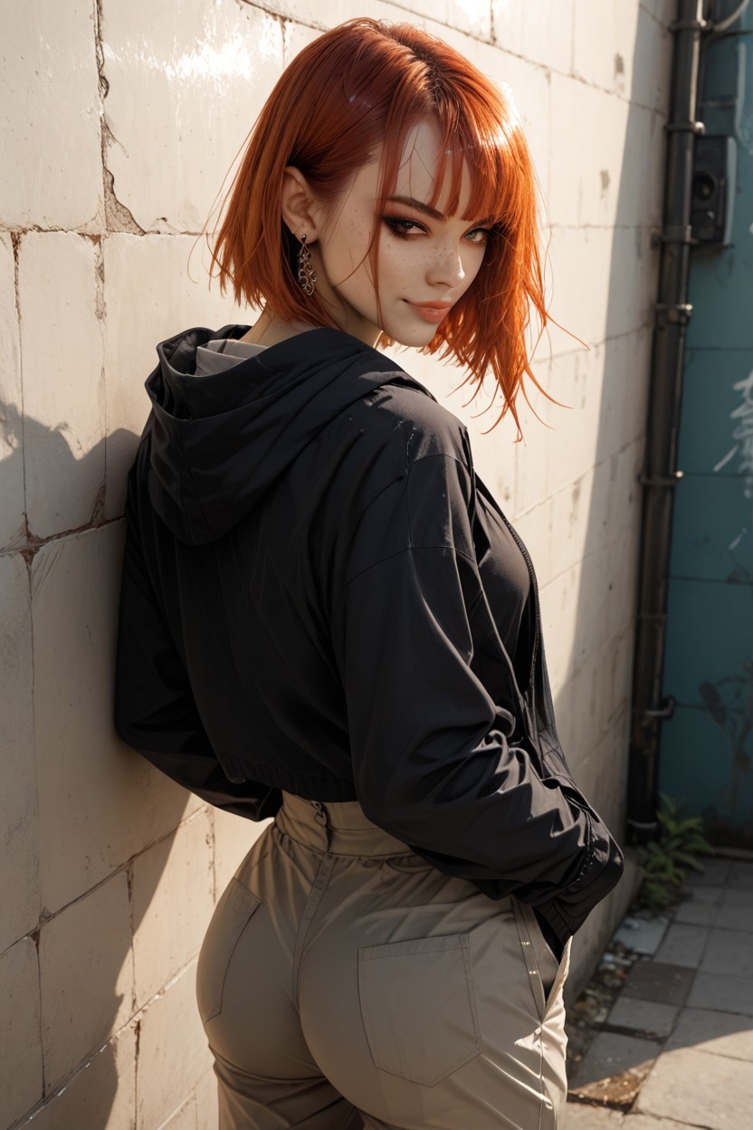Worn Cargo Pants, Eyeshadow, Full Body AI Porn