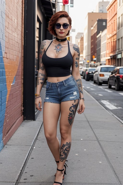 Extremely Tattooed Feet, Fake Breasts, Alley AI Porn