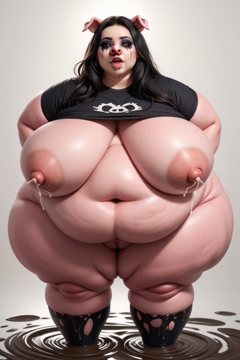 Hupig Snout, Morbidly Obese Neck Rolls, Mud Everywhere BBW AI Porn