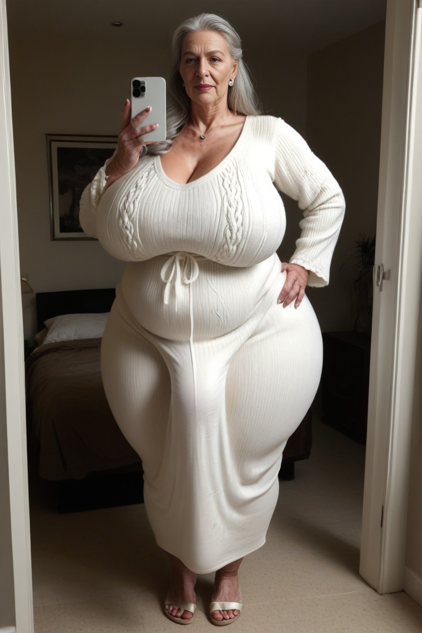 1 Person, Grinning, Long Sweater Dress AI Porn
