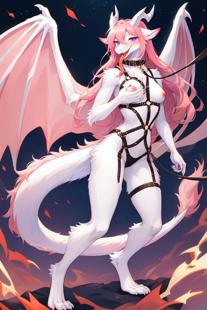 White Body, Claws, Dragon Wings Furry AI Porn