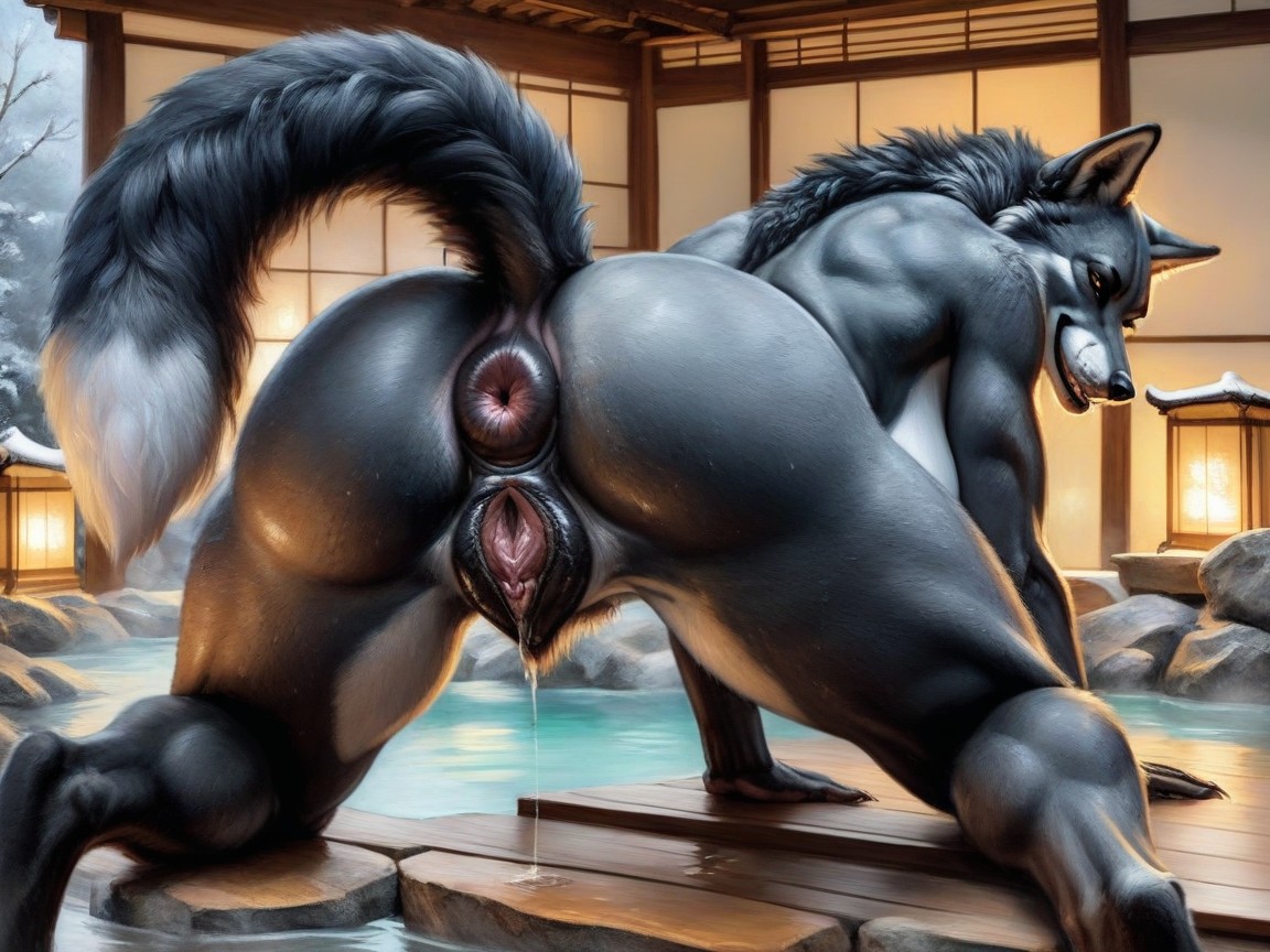 Adult Themes, Exagerated Digitigrade Legs, Massive Breast Furry AI Porn
