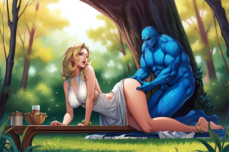 Stone Bench, Full Body, Stone Path AI Porn