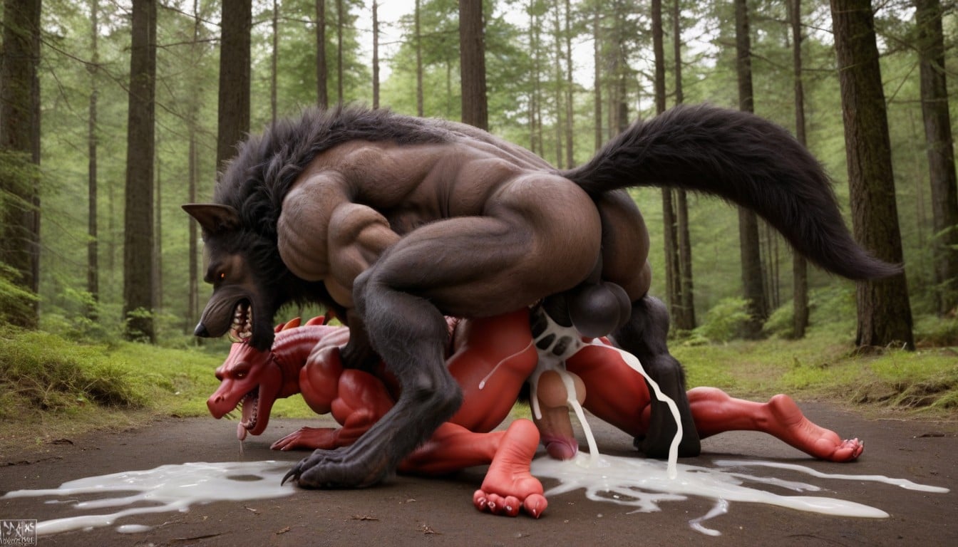 Full Body Shot Of Huge Red Dragon, Huge Dragon Fucks Werewolf, Giant Equicock AI Gay Porn