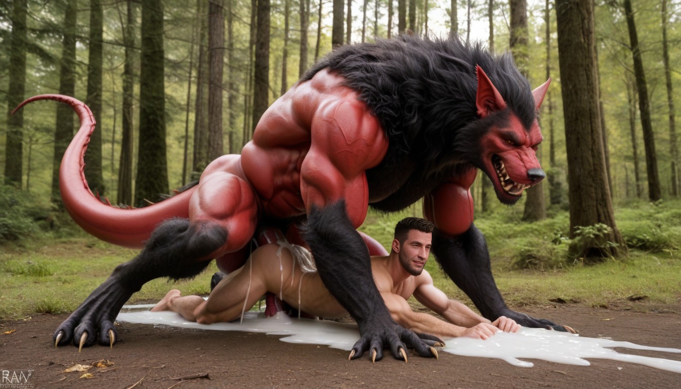 Werewolf Getting Fucked On Forest Floor, Hairy Furry Werewolf Gets Fucked, Octane Render AI Gay Porn