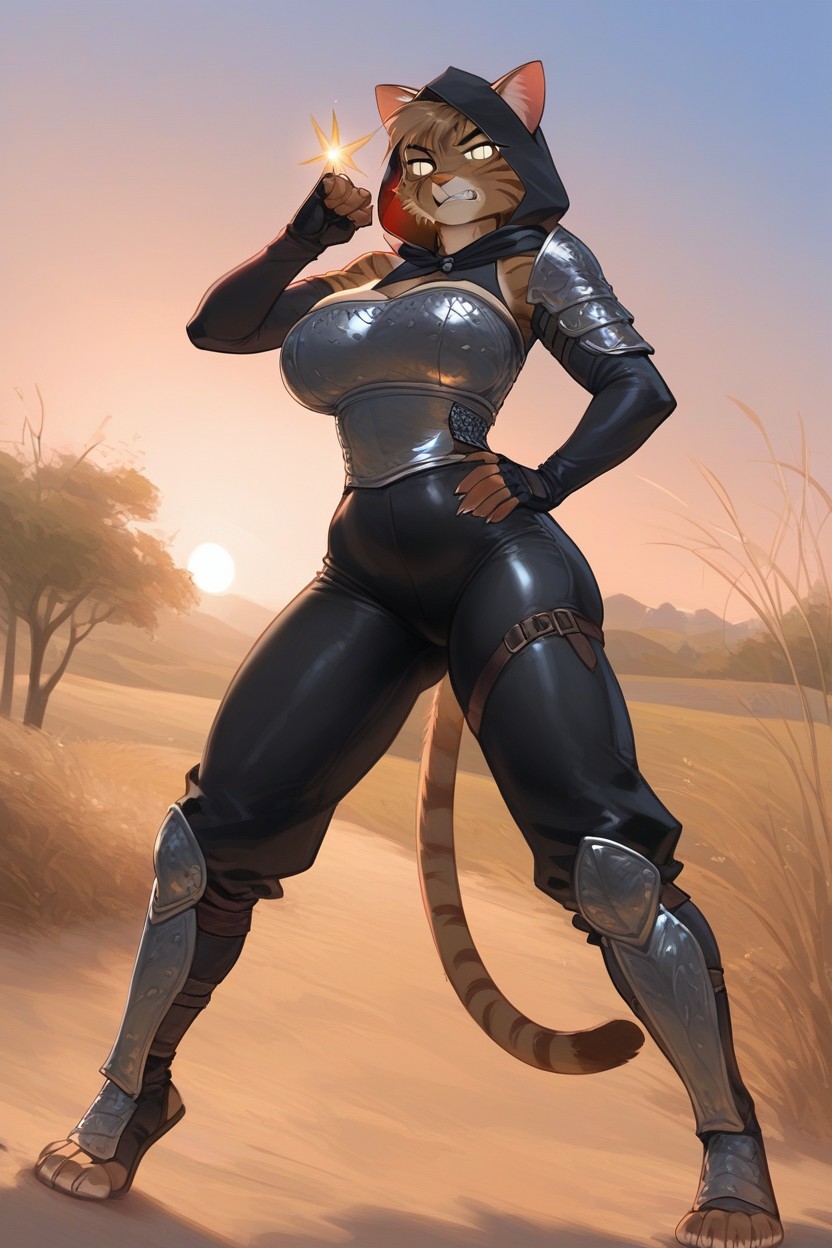 Slight Smile, High Resolution, Black Pants Furry AI Porn