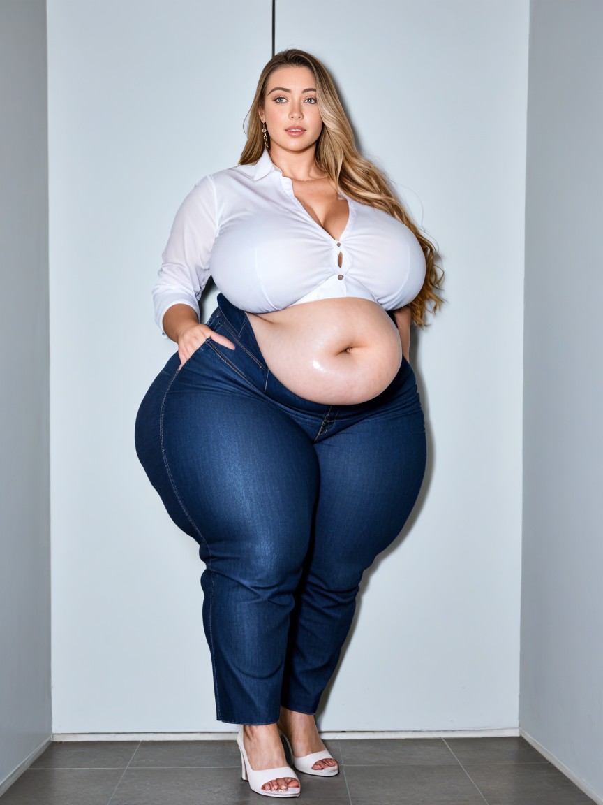 Office, Woman Being Force Fed, Extreme Wide Hips AI Porn
