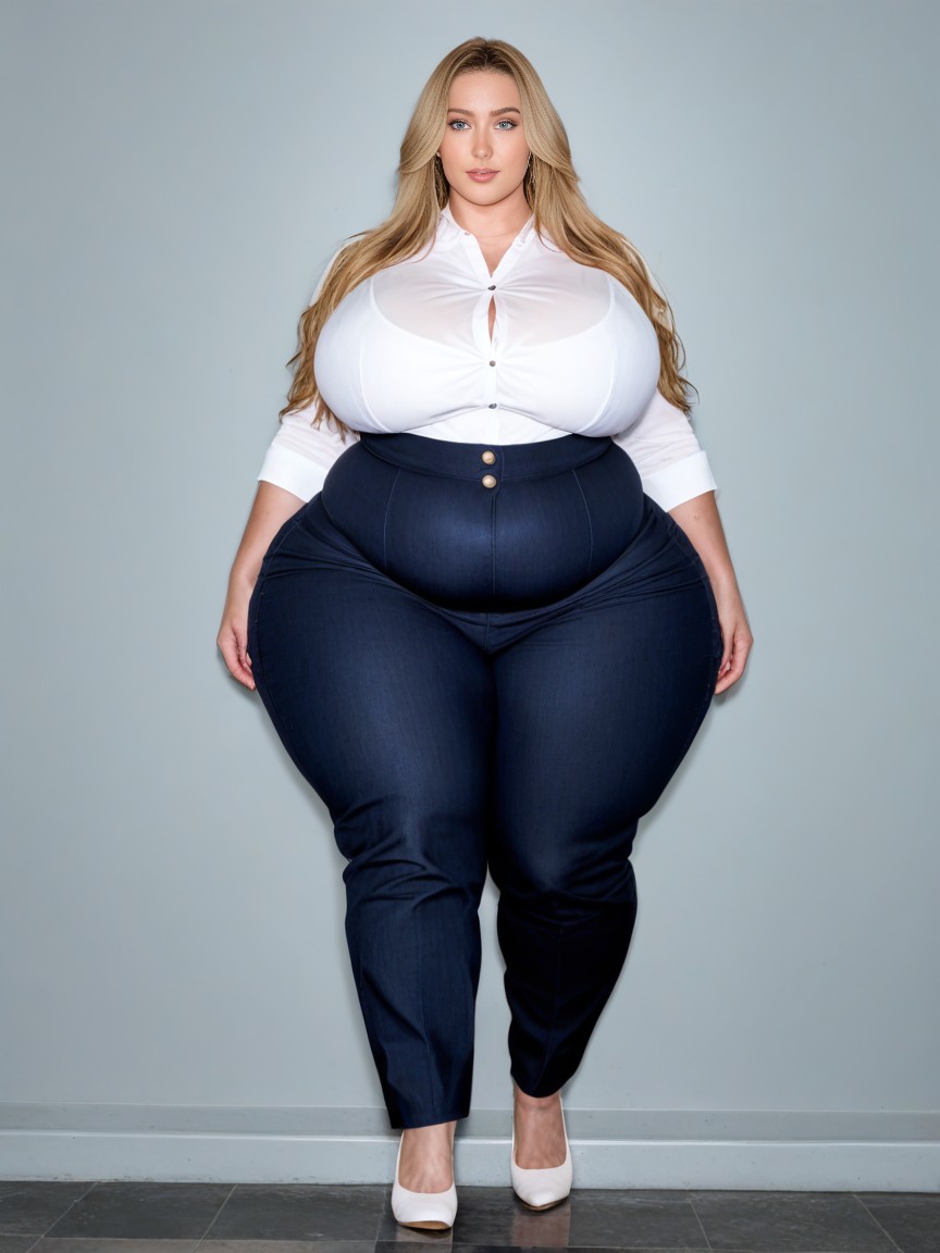 Blonde Hair, Hyper Obese Hips, Full Body AI Porn