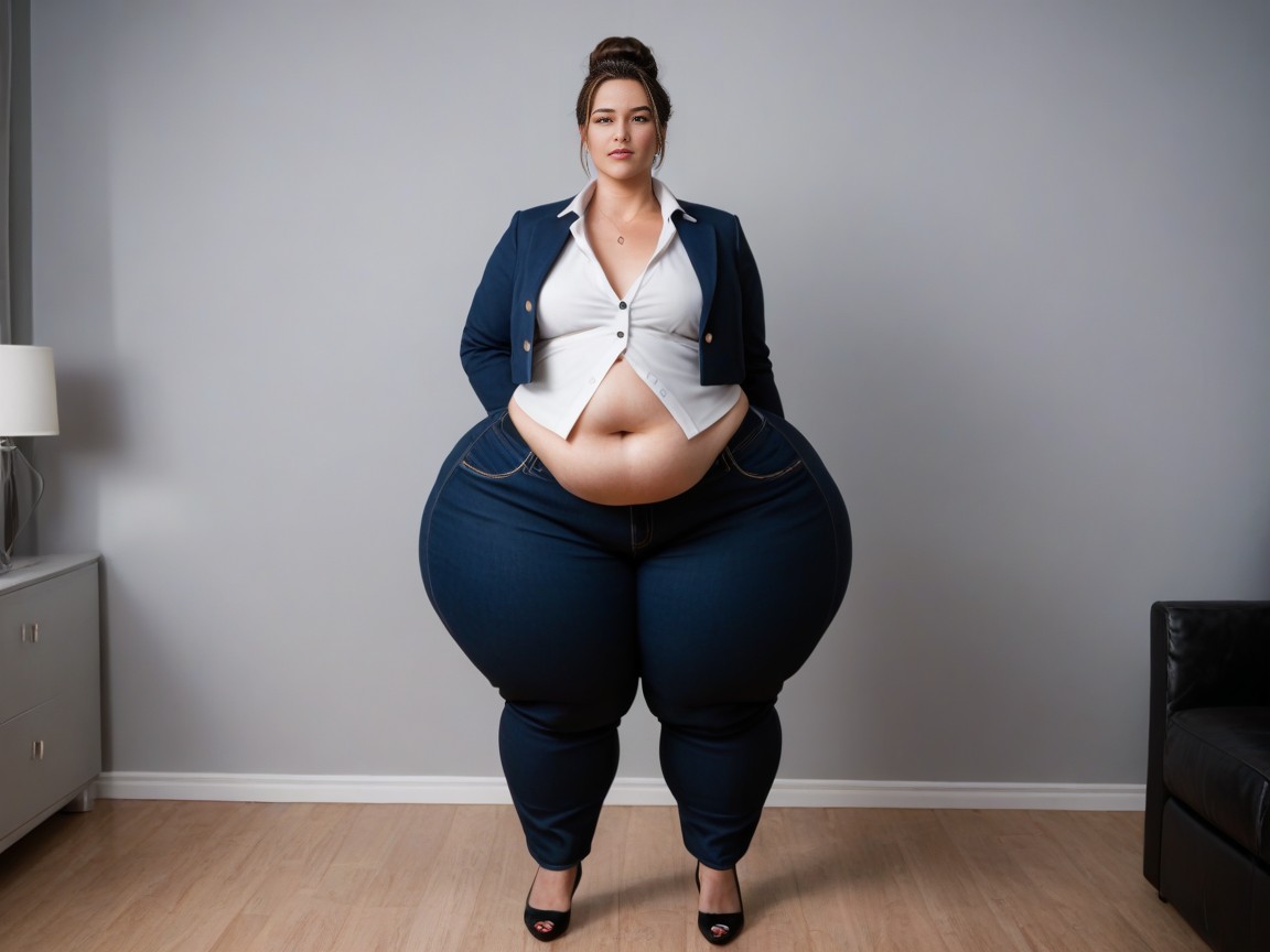 Buttons Popping, Extremely Large Ass, Standing AI Porn