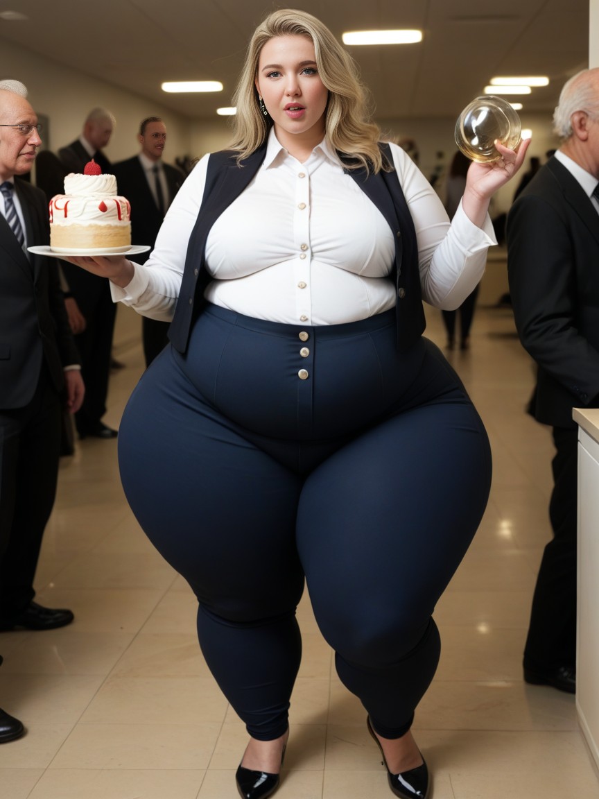 Office Pants Tearing From Fat, Massive Hips, Bigger Hips AI Porn