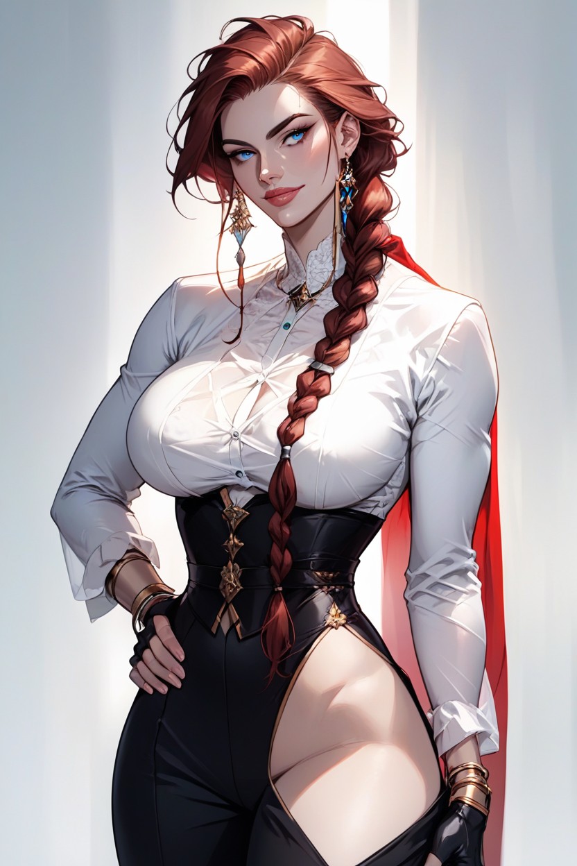 Elegant And Curvy Figure, Pale Skin, Highly Detailed Hentai AI Porn