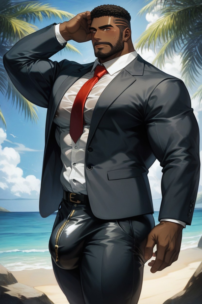 Tie, Plump Pecs, Hyper Bulge AI Gay Porn