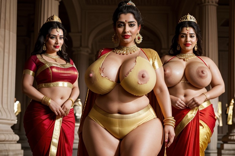 Bbw, Red Lipstick, Busty Queen On Throne In Her Ancient Kingdom AI Porn