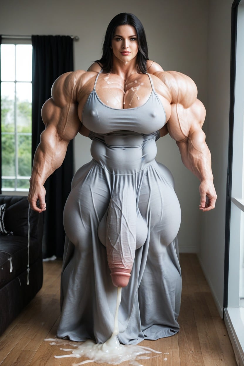 Hyper Ejaculation, 50+, Hyper Massive Muscles Shemale AI Porn