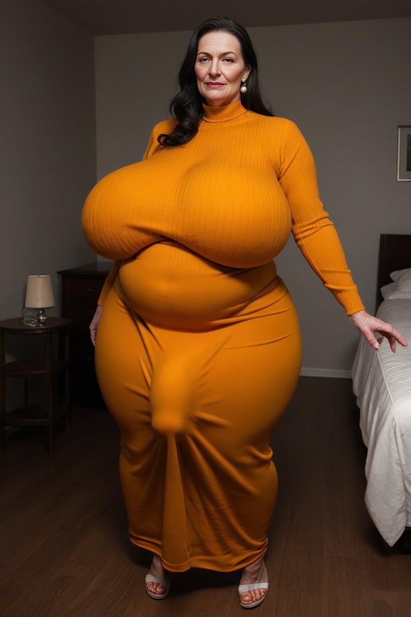 Long Dress, Mature, Extremely Large Ass AI Porn