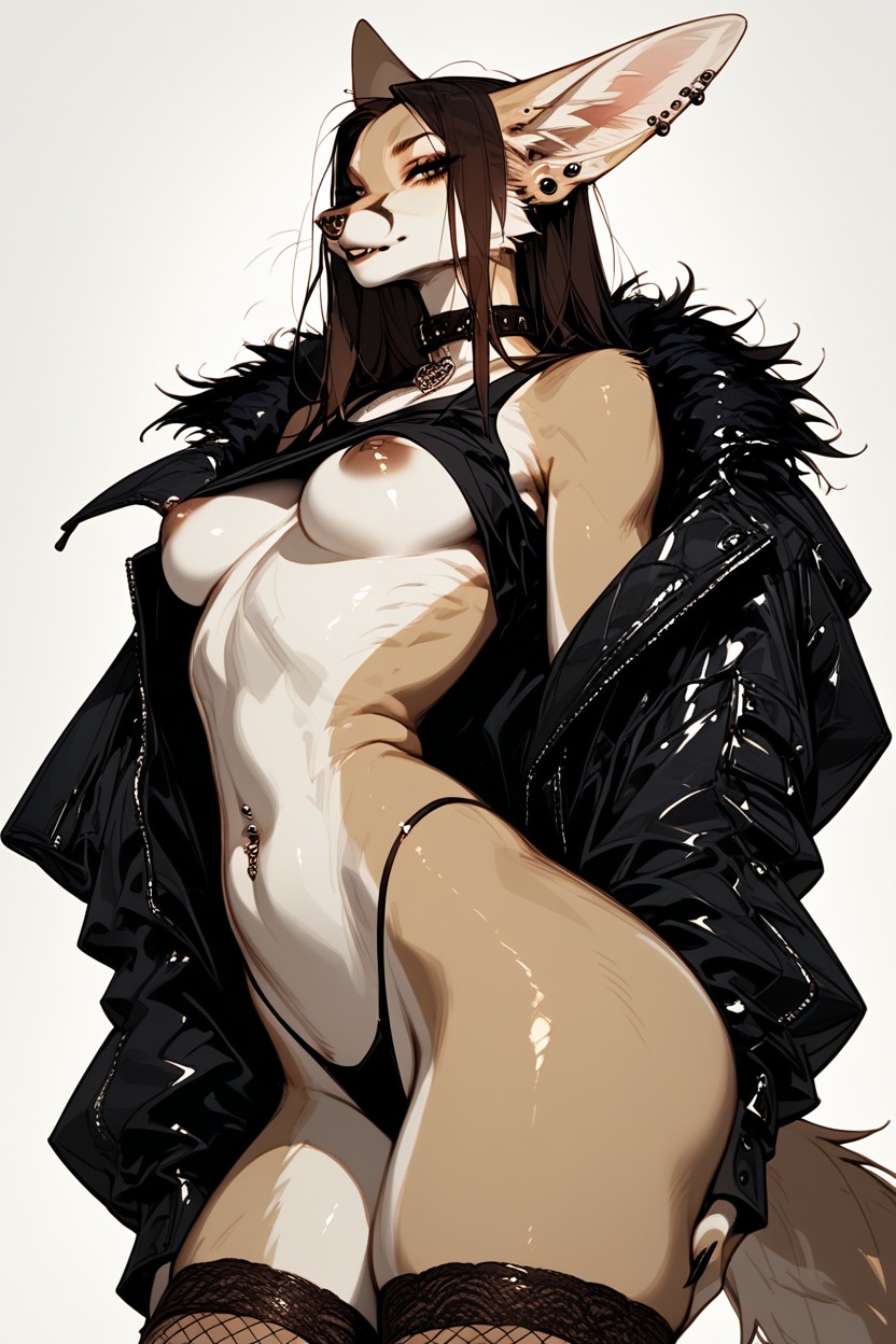 Looking At Viewer, Nose Piercing, Fennec Furry AI Porn