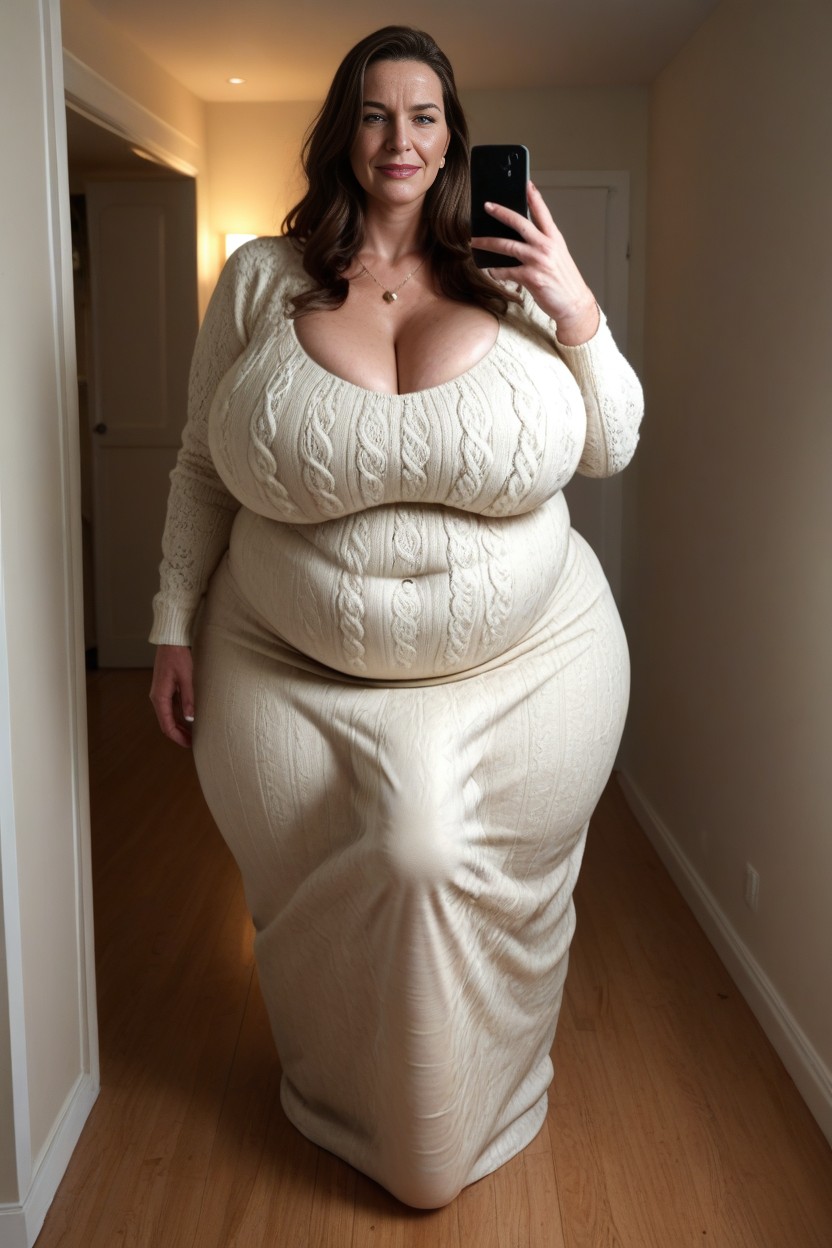 Standing Next To, Gigantic Balls, Big Belly AI Porn