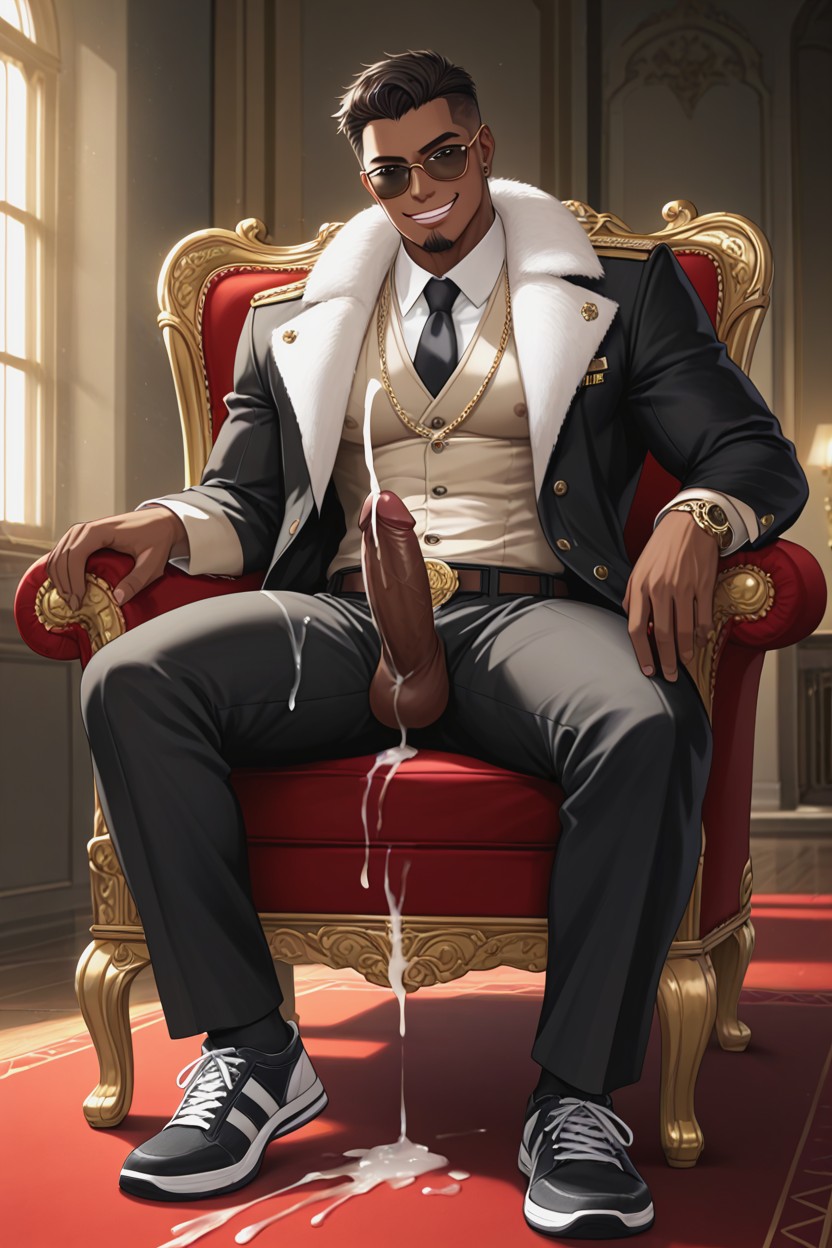 Smug Expression, Fur Coat, Smirking AI Gay Porn